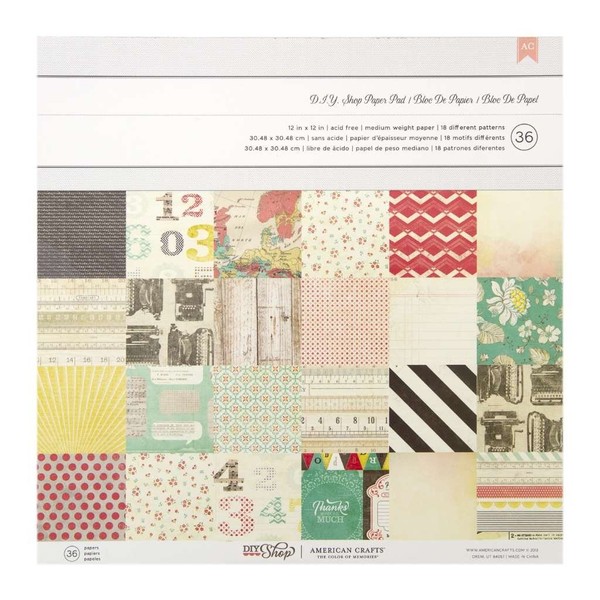 American Crafts Crate Paper 12" x 12" Random Paper Pad