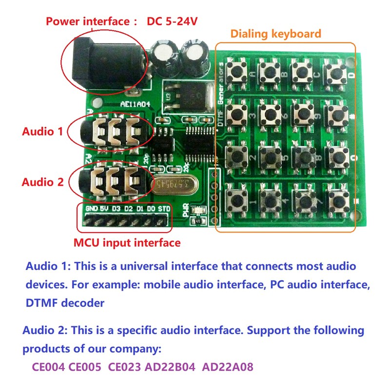 DTMF Module 5-24VDC Audio Generator Module Voice Dual Encoder Transmitters