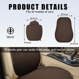 Yourkar 4PCS Car Seat Cover Pad, Breathable Auto Front Seat Bottom Cushion Mat & Seatback Cover, Soft Comfortable Vehicle Full Seat Protector, Universal Truck SUV Car Accessories (Coffee)
