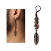 Bronze and Leather Native American Feather Men Earring - Single