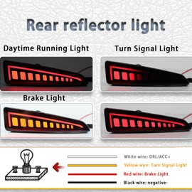 PGTOPONE LED Rear Bumper Reflectors Light Fog Brake Tail Lamps Compatible with Lexus RX350 RX450H 2016 2017 2018 2019 Replace OEM Stock Reflector Trim Sequential Turn Signal Side Marker Light (SMOKED)
