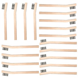 Wood Handle Wire Scratch Brush Sets (18, 18Pack-7.8in Stainless Steel Small Wire Scratch Brushes with Beech Wood Handle) ﻿