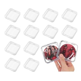 Tin Badge Display Case Set of 12 8.5*8.5*1.8cm Can Badge Display Stand Fits 75mm Badges Clear Box Acrylic Transparent Protective Scratch Resistant Pain Bag Storage Transparent Can Badge Display Coin