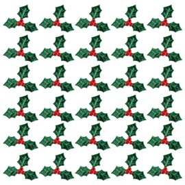 SUPVOX Christmas Holly Leaves Stickers DIY Applique Clover Leaves for Xmas St. Patrick Decor 100pcs (Green, 3cm)