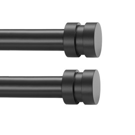 2 Pack Single Curtain Rods, 1Inch Diameter Telescoping Drapery Window Curtain Rod 28-48Inch(2.3-4ft) Rod Length, Matte Black