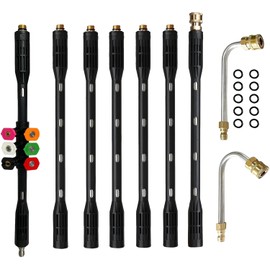 YUET Pressure Washer Extension Wand - 9 Pack Gutter Cleaning Tools Extension Wand with 6 Spray Nozzle Tips, Power Washer Replacement Lance, 1/4" Quick Connect, Anti-Leaked Ring Replacement, 4000PSI