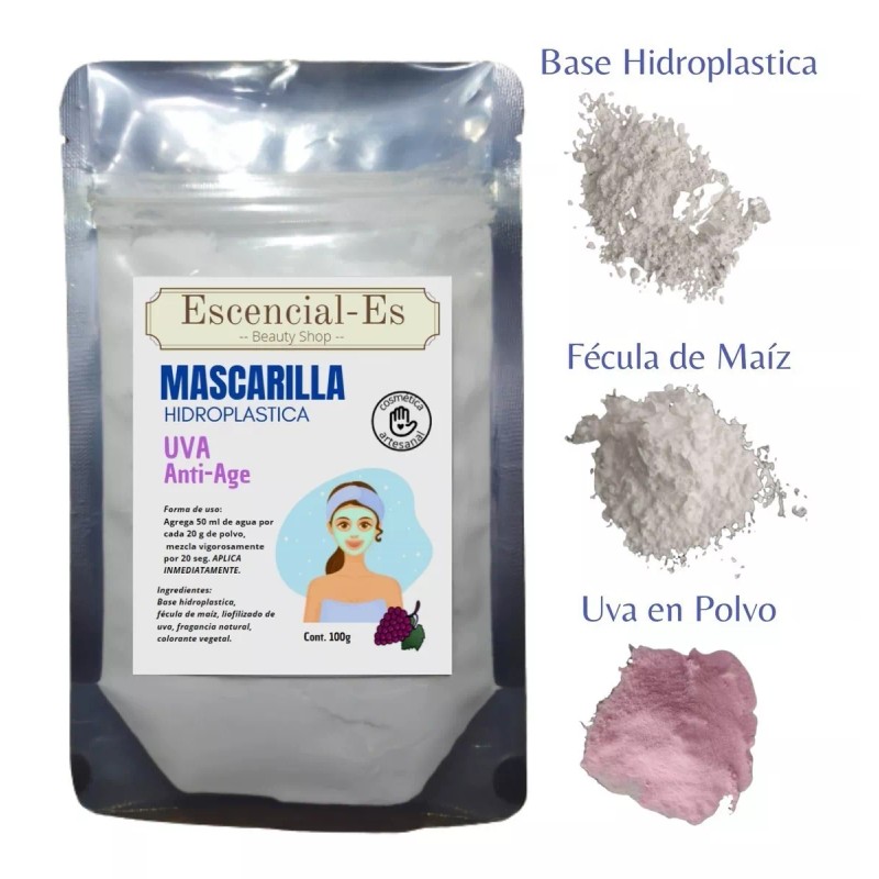 Escencial-Es 4 Mascarilla Hidroplástica 100g C/u Cacao Carbón Pepino Uva