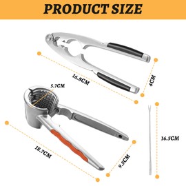 Ksvaye Set of 4 Nutcrackers Zinc Alloy Walnut Cracker Non-Slip Handle Hazelnut Cracker with 2 Walnut Needles Multifunctional Nutcracker for Walnuts Chestnuts Lobster Cracker