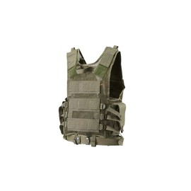 Lancer Tactical 600D Nylon Urban Tactical Cross Draw Vest with Embedded Pistol Holster Three Magazine Pouches - (OD Green)