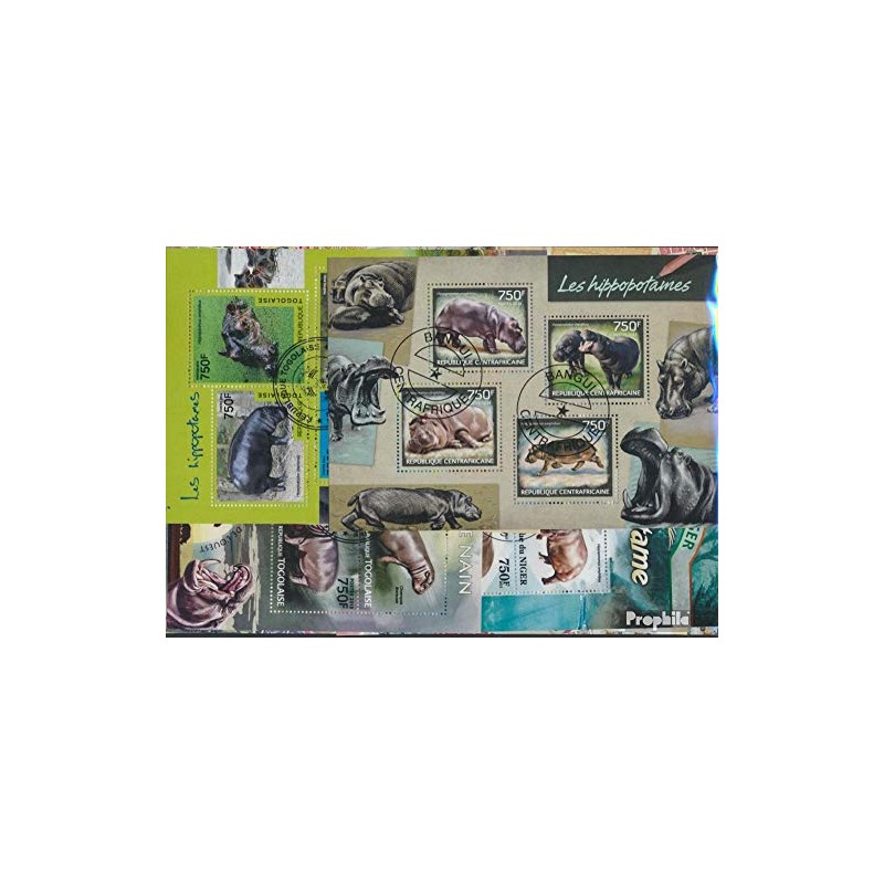Prophila Collection Motifs 25 Different Hippo Stamps (Stamps for Collectors)