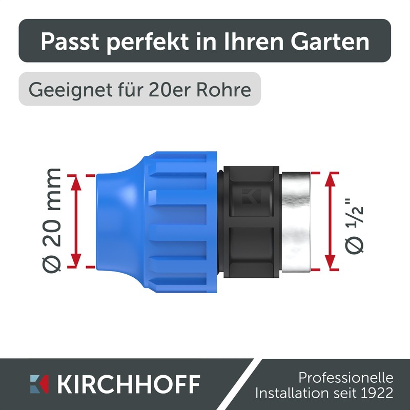 Kirchhoff Fitting Transition Piece with Internal Thread, Plastic, 20 mm