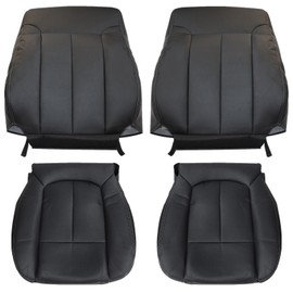 NLQR Front Driver and Passenger Bottom & Top Replacement Seat Covers Black Microfiber Leather Compatible with Ford F150 Lariat 2009 2010 2011 2012 2013 2014