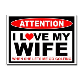 215_Decals I LOVE my Wife - Golfing Golf Ball Sticker Car Truck Window Bumper Decal Husband