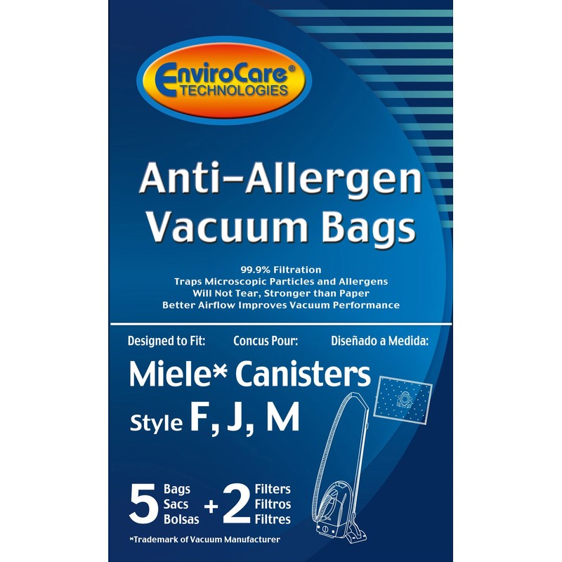 EnviroCare Replacement Anti-Allergen Bags for Miele Canisters Style F J