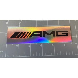 Mercedes TWO 5” Mercedes AMG Decal Sticker Black & Holographic GLOSSY BOGO FREE Limited