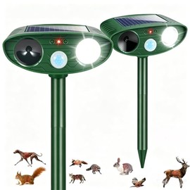 2026 Sonic Fortress Pro Deer Repellent,Cat Deterrent Squirrel Rabbit Racoon Repellent Ultrasonic Outdoor Solar Repeller with Flashing Light,Waterproof Garden Repellent for Animals Dogs Foxes Skunks