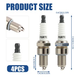 4 Pcs F6RTC Spark Plug Replacement for Lawn Mowers, Snow Blowers, Automobiles, Spark Plug for Torch Compatible with Bosch WR6DC WR7DC2 Champion 415 Denso T02 MTD 951-1029 Improved Engine Performance