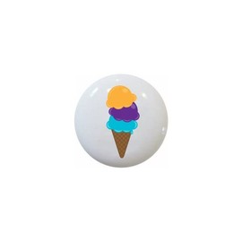 Beach by PP Summer Tropical Ocean Seaside Decorative Ceramic Dresser Drawer Pulls Cabinet Cupboard Knobs (Ice Cream Cone)