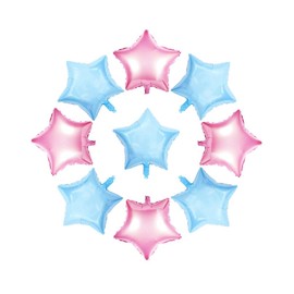 AnooDeel 50pcs Pink Blue Star Foil Balloons, 10inch Light Blue Pink Mylar Star Balloons for Boys Girl Baby Shower Birthday Wedding Party Decoration
