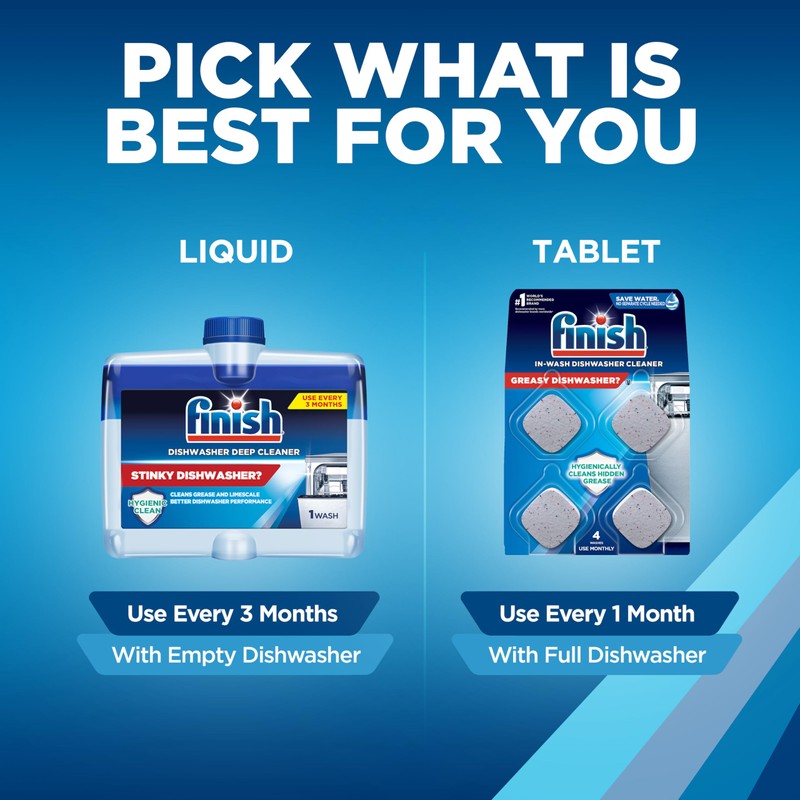Finish Dishwasher Cleaner Tablets, Deep Cleans Hidden Grease & Grime,