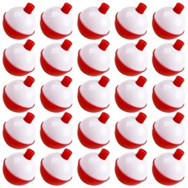 SILANON Fishing Bobbers Set Hard ABS Fishing Floats Bulk Snap on Round Bobbers for Fishing Push Button Fishing Bobbers Floats Assortment Red and White Buoy Floats 0.5-2.5inch