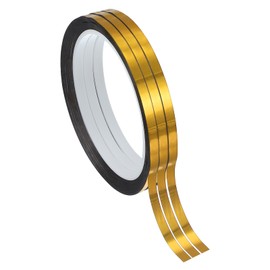 PATIKIL Metalized Polyester Film Tape 3/16 Inch x 55 Yards, 3 Pack Metallic Decor Tape Glossy Golden Adhesive Mirror Tape for Detailing Accent Wall Graphic Arts Boat Trim Walls