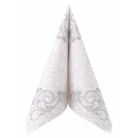 50 Napkins Ornaments 40 x 40 cm Fabric-Like Airlaid Ornaments, Colour: Silver