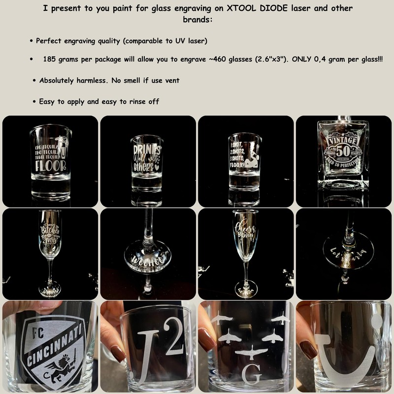 Laser Marking Paint for Glass Etching - 185 grams Permanent