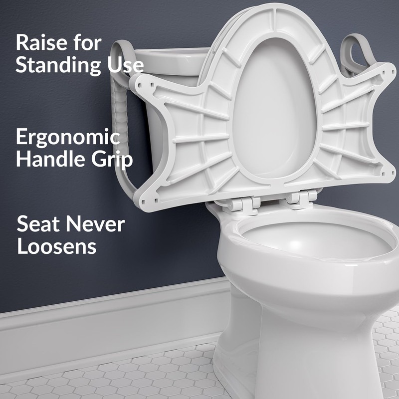 Bemis Assist Toilet Seat with Built-in Support Handles, Hinges Never