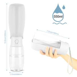 JOPHEK Portable Pet Water Bottle for Dogs and Cats, 180° Foldable Leak-Proof Water Bottle with Activated Carbon Filter, for Daily Walking, Travel, Camping, 300 ml
