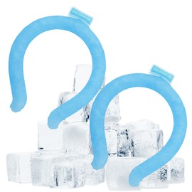 Neck Cooling Tube, Neck Cooler Ring, Wearable Cooling Neck Wraps, Reusable Neck Cooler, Heat Cooling Cold Pack, Summer Heat Relief for Hot Flashes and Fever (Large Blue(2 Pack))