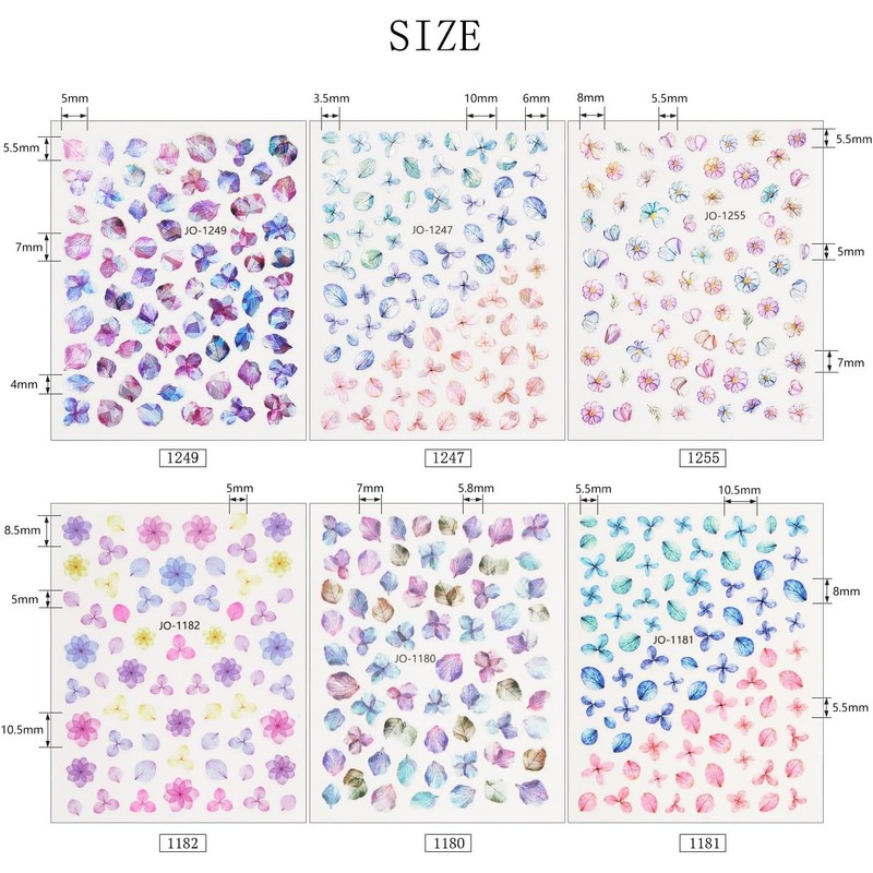 Chisafly Nail Stickers, Flowers, Hydrangea, Petals, Flower Nail Stickers, Colorful,