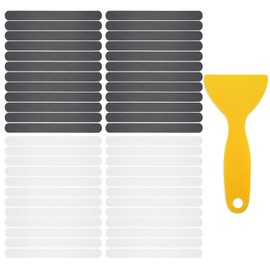 WATUNID 48PCS Non Slip Bathtub Stickers, Anti Slip Shower Sticker with Scraper for Floor Safety, Adhesive Strips Bath Tub Stairs Floors Kitchen(Transparent and Grey)