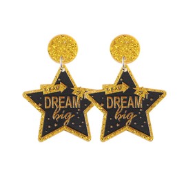 Graduation Gifts for Her Colorful Acrylic Graduation Cap Gold Stars Earrings Delicate Dangle Earrings for Women-B