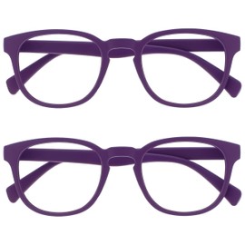 OPULIZE MM2-5 -1.00 Pop Binoculars Pack of 2 Nearsightedness Keck Round Matte Frame Spring Hinges Scratch-Resistant Purple Men Women