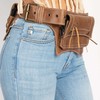 Unisex Leather Cowboy festival hip waist utiliy bag-Brown-S/M