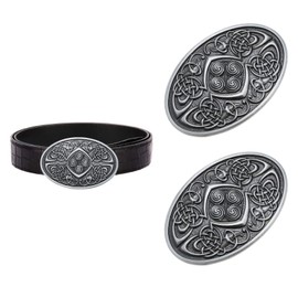 VGOL Celtic Knot Belt Buckle Vintage Metal Oval Men Belt Clasp Belt Fastener for 3.8 cm to 4 cm Width Belt Men Belt Replacement Accessories Antique Silver