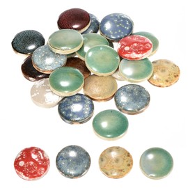 sourcing map 200g Ceramic Mosaic Tiles for Craft Supplies, Large Round Multicoloured Ceramic Tiles for Mosaic Sets, Garden Stepstones, Coasters