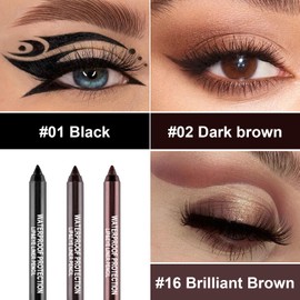 3 Colorful Eyeliner Pen Set, Eye Shadow Pencil, Pearl Eyeliner Kit Metallic Glitter Eye liner Pencil for Women Eye&Lip Liner Professional Colorful Eye Makeup Color Set (3PCS E)
