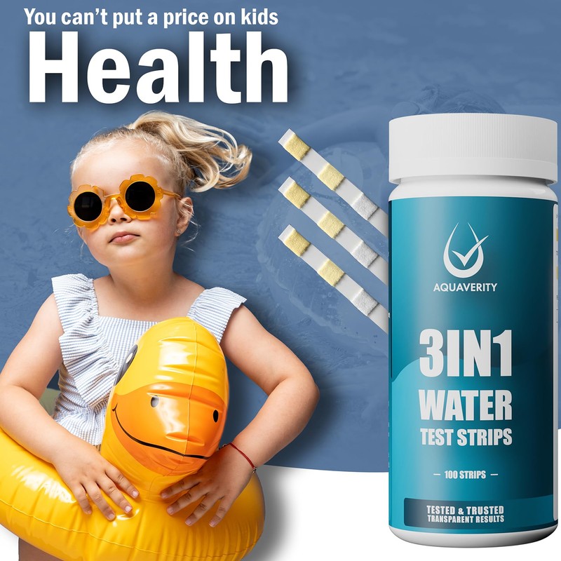 AQUAVERITY Hot Tub Test Strips 3 in 1, 100 Pool,