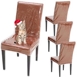 AYNINENG Plastic Dining Chair Protector, Chair Covers with Backrests, Clear PVC Waterproof Seat Cover, Keep Your Dinning Chair Away from Dust/Stains/Cat Dog Hair/Scratches (4)