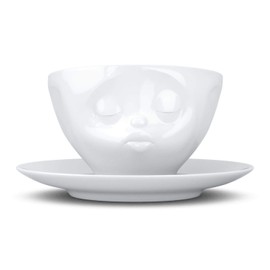 Coffee Cup With Saucer Kissing Design White