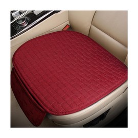 ZNDAW Front Car Seat Cover, Anti-Slip Breathable Linen Bottom Seat Protector Covers with Storage Pockets, Universal Front Driver Seat Pad Mat for Cars SUVs Truck Van (Wine Red)