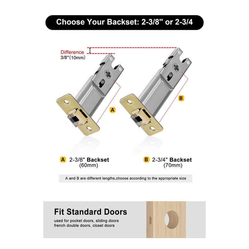 goldenwarm Brushed Gold Pocket Door Lock with Pull, Square Pocket