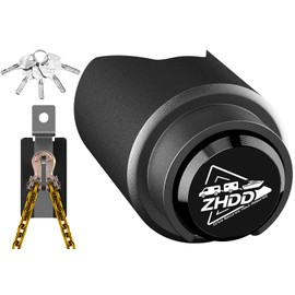 ZHDD Trailer Hitch Lock for 2 Inch Coupler with Safety Chain Lock, Heavy Duty Anti-Theft Trailer Tongue Coupler Lock for RV, Boat, Utility & Cargo Trailers (Black)