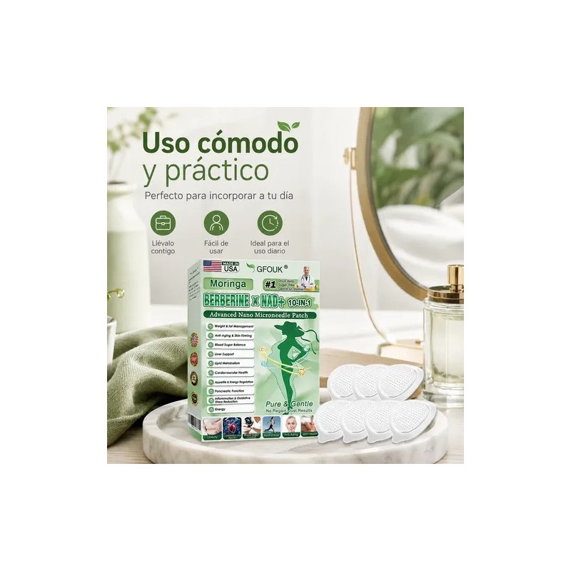 Parche Avanzado Con Nanoagujas Moringa Berberine 10 En 1