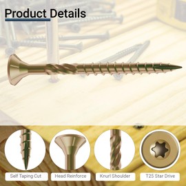 Deck Screws 4 Inch, #10 x 4, 5lb, 250Pcs Rust Resistant, Brown Epoxy Coated, Outdoor Screws, Torx/Star Drive, T25 Bit