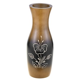 AeraVida Unique Decorative Brown Hand Carved Hibiscus Flower Mango Tree Wood Vase | Farmhouse Wooden Vase for Home Decor | Living Room Essentials