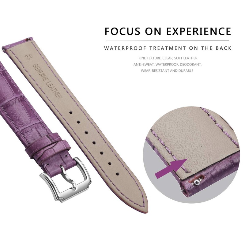BINLUN Leather Watch Strap Quick Release Replacement Crocodile Leather Watch