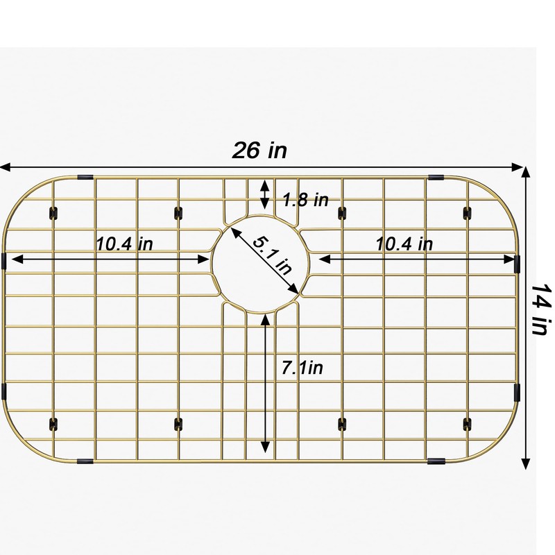 Gold Large 26" x 14" Kitchen Sink Grid,Sink Protector for